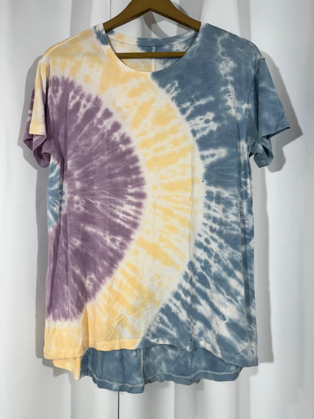 American Eagle Soft & Sexy Size S Tie Dye Modal Tee Pastel Blue Purple Yellow